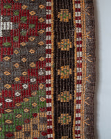 Vintage kilim rug in room decor setting, old rug, antique rug, pastel colors, faded colors, Turkish rug, vintage rug, soft rug, Portland, Oregon, rug store, rug shop, local shop, bold colors, bright colors, faded colors