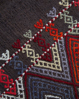 Vintage kilim rug in living room setting, bright colors, wild shaman, soft rug, bold color, Portland, Oregon, rug store, rug shop, local shop, vintage rug, modern kilim, warm colors