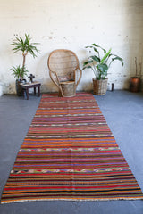 Vintage Turkish Anatolian Kilim Rug 5'x13'8"