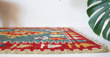 pile rug runner, Turkish rug, vintage rug, portland, rug shop, bright colors, wild shaman, runner rug, bold color, Portland, Oregon, rug store, rug shop, local shop, hallway runner, skinny runner, kilim runner,  earthy colors, faded colors