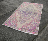 Vintage Faded Anatolian Turkish Rug