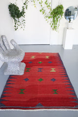 Vintage Bodrum Bos Kilim Rug 4.6x7.5ft