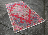 Vintage Faded Anatolian Turkish Rug