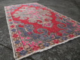 Vintage Faded Anatolian Turkish Rug