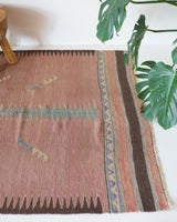 old rug, antique rug, earthy colors, faded colors, Turkish rug, vintage rug, flat weave, kilim rug, large area rug, square rug, Wild Shaman, Portland, Oregon, rug store, rug shop, local shop