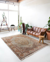 old rug, antique rug, earthy colors, faded colors, Turkish rug, vintage rug, soft rug, Portland, Oregon, rug store, rug shop, local shop, pile rug, ottoman rug, oriental rug, floral rug