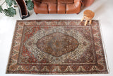 old rug, antique rug, earthy colors, faded colors, Turkish rug, vintage rug, soft rug, Portland, Oregon, rug store, rug shop, local shop, pile rug, ottoman rug, oriental rug, floral rug