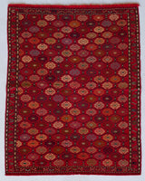 Vintage kilim rug in living room setting, bright colors, wild shaman, soft rug, bold color, Portland, Oregon, rug store, rug shop, local shop, vintage rug, modern kilim, warm colors