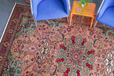 old rug, antique rug, Turkish rug, Portland, Oregon, rug store, rug shop, local shop, bright colors, wild shaman, large rug, area rug, red rug, bold color, peach, green, bright color