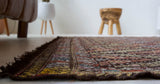 Vintage kilim rug in room decor setting, old rug, antique rug, pastel colors, faded colors, Turkish rug, vintage rug, soft rug, Portland, Oregon, rug store, rug shop, local shop, bold colors, bright colors, faded colors