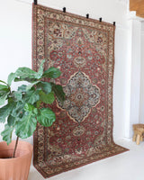 old rug, antique rug, earthy colors, faded colors, Turkish rug, vintage rug, soft rug, Portland, Oregon, rug store, rug shop, local shop, pile rug, ottoman rug, oriental rug, floral rug