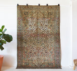 old rug, antique rug, earthy colors, faded colors, Turkish rug, vintage rug, soft rug, Portland, Oregon, rug store, rug shop, local shop, pile rug, ottoman rug, oriental rug, floral rug