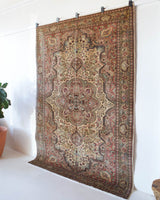 old rug, antique rug, earthy colors, faded colors, Turkish rug, vintage rug, soft rug, Portland, Oregon, rug store, rug shop, local shop, pile rug, ottoman rug, oriental rug, floral rug