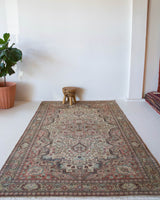 old rug, antique rug, earthy colors, faded colors, Turkish rug, vintage rug, soft rug, Portland, Oregon, rug store, rug shop, local shop, pile rug, ottoman rug, oriental rug, floral rug
