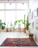 Vintage Turkish rug in living room setting, old rug, antique rug, pastel colors, faded colors, Turkish rug, vintage rug, soft rug, Portland, Oregon, rug store, rug shop, local shop