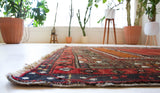 Vintage Turkish rug in a living room setting, pile rug, Turkish rug, vintage rug, portland, rug shop, bright colors, wild shaman, soft rug, bold color, Portland, Oregon, rug store, rug shop, local shop, antique rug