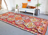 Turkish rug, vintage rug, flat weave, kilim rug, large area rug, square rug, Wild Shaman, Portland, Oregon, rug store, rug shop, local shop,  bright colors, area rug, bold color
