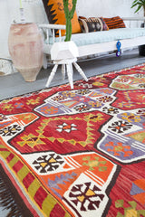Turkish rug, vintage rug, flat weave, kilim rug, large area rug, square rug, Wild Shaman, Portland, Oregon, rug store, rug shop, local shop,  bright colors, area rug, bold color