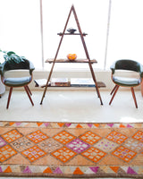 pile rug runner, Turkish rug, vintage rug, portland, rug shop, bright colors, wild shaman, runner rug, bold color, Portland, Oregon, rug store, rug shop, local shop, hallway runner, skinny runner, kilim runner,  earthy colors, faded colors