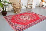 Vintage Demirci Oushak Rug 5.8ftx8ft
