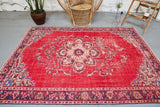 Vintage Demirci Oushak Rug 5.8ftx8ft