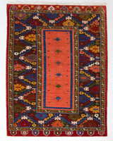 Vintage Turkish rug in a living room setting, pile rug, Turkish rug, vintage rug, portland, rug shop, bright colors, wild shaman, soft rug, bold color, Portland, Oregon, rug store, rug shop, local shop, antique rug