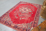 Vintage Demirci Oushak Rug 5.8ftx8ft