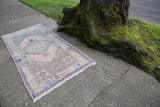 Vintage Faded Anatolian Turkish Rug