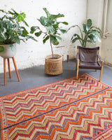 Turkish rug, vintage rug, flat weave, kilim rug, large area rug, square rug, Wild Shaman, Portland, Oregon, rug store, rug shop, local shop, bright colors, area rug, orange rug, bold color