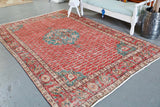 Old Demirci Oushak Rug 6.7ftx9.9ft
