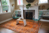 Vintage Overdyed Isparta Rug in orange 5.10ftx9.7ft
