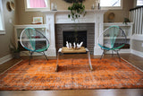 Vintage Overdyed Isparta Rug in orange 5.10ftx9.7ft