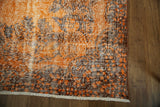 Vintage Overdyed Isparta Rug in orange 5.10ftx9.7ft