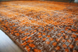 Vintage Overdyed Isparta Rug in orange 5.10ftx9.7ft