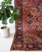 Antique Persian area rug in a living room setting, pile rug, Turkish rug, old rug, antique rug, pastel colors, faded colors, Turkish rug, vintage rug, soft rug, Portland, Oregon, rug store, rug shop, local shop, distressed rug, worn out rug