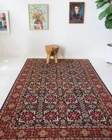 Vintage Turkish rug in a living room setting, pile rug, Turkish rug, vintage rug, portland, rug shop, bright colors, wild shaman, soft rug, bold color, Portland, Oregon, rug store, rug shop, local shop, antique rug