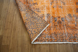 Vintage Overdyed Isparta Rug in orange 5.10ftx9.7ft