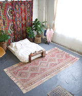 old rug, antique rug, earthy colors, faded colors, Turkish rug, vintage rug, flat weave, kilim rug, large area rug, square rug, Wild Shaman, Portland, Oregon, rug store, rug shop, local shop