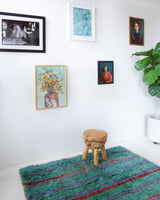 Vintage Turkish rug in living room setting, old rug, antique rug, pastel colors, faded colors, Turkish rug, vintage rug, soft rug, Portland, Oregon, rug store, rug shop, local shop