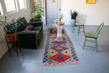 Old Kurdish Herki Runner 3.2ftx9.2ft