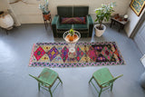 Old Kurdish Herki Runner 3.2ftx9.2ft