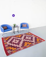 Turkish rug, vintage rug, flat weave, kilim rug, large area rug, square rug, Wild Shaman, Portland, Oregon, rug store, rug shop, local shop, bright colors, area rug, orange rug, bold color