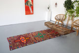 Old Kurdish Herki Runner 3ftx10.6ft