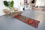 Old Kurdish Herki Runner 3ftx10.6ft