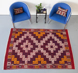 Turkish rug, vintage rug, flat weave, kilim rug, large area rug, square rug, Wild Shaman, Portland, Oregon, rug store, rug shop, local shop, bright colors, area rug, orange rug, bold color