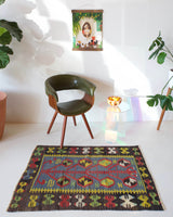 pile rug, Turkish rug, vintage rug, portland, rug shop, bright colors, wild shaman, area rug, red rug, mini rug, bold color, Portland, Oregon, rug store, rug shop, local shop, flat weave, kilim rug