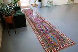 Old Kurdish Herki Runner 2.9ftx12.10ft