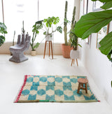 Vintage Turkish rug in living room setting, old rug, antique rug, pastel colors, faded colors, Turkish rug, vintage rug, soft rug, Portland, Oregon, rug store, rug shop, local shop