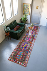 Old Kurdish Herki Runner 2.9ftx12.10ft