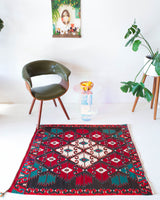 pile rug, Turkish rug, vintage rug, portland, rug shop, bright colors, wild shaman, area rug, red rug, mini rug, bold color, Portland, Oregon, rug store, rug shop, local shop, flat weave, kilim rug